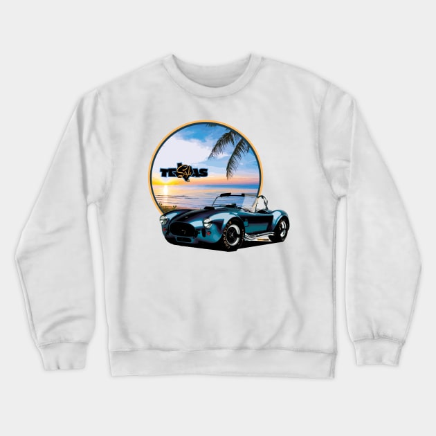 Texas Style Shelby Cobra on the beach Crewneck Sweatshirt by CamcoGraphics